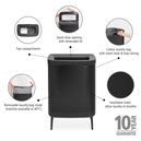 Brabantia Bo Matt Black Plastik Kapaklı Çamaşır Sepeti 2x45 L