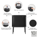 Brabantia Bo Matt Black Plastik Kapaklı Çamaşır Sepeti 60 L (BRA 200526)
