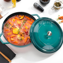 Schafer Guss Chef Döküm Basık Tencere 28Cm-2 Parça-Turkuaz