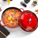 Schafer Guss Chef Döküm Basık Tencere 28Cm-2 Parça-Kırmızı