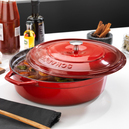 Schafer Guss Chef Döküm Basık Tencere 28Cm-2 Parça-Kırmızı