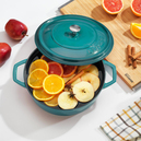 Schafer Guss Chef Döküm Basık Tencere 26Cm-2 Parça-Turkuaz