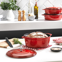 Schafer Guss Chef Döküm Derin Tencere 24Cm-2 Parça-Kırmızı