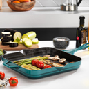 Schafer Guss Chef Döküm Kare Kızartma Tavası 28x28Cm-Turkuaz