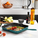 Schafer Guss Chef Döküm Kare Kızartma Tavası 28x28Cm-Turkuaz