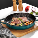 Schafer Guss Chef Döküm Yuvarlak Grill Tava Çift Kulplu 28Cm-Turkuaz