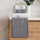 Schafer Home Diana Bambu Nakışlı Banyo Seti 6 Parça-Beyaz/Gri
