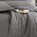 Schafer Home Jody Çift Kişilik 2 cm Çizgi Saten Nevresim Takımı 4 Parça-Gri