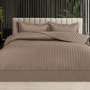 Schafer Home Jody Çift Kişilik 2 cm Çizgi Saten Nevresim Takımı 4 Parça-Kahverengi