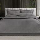 Schafer Home Jody Çift Kişilik 2 cm Çizgi Saten Nevresim Takımı 4 Parça-Gri