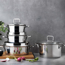 Schafer Stahl Çelik Tencere Seti 8 Parça-Inox