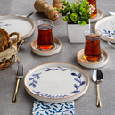 Schafer Fairy Çay Seti 18 Parça-Mavi Yaprak Desenli