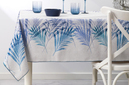 Schafer Home Leaf Poly Linen Masa Örtüsü 150x220-Mavi