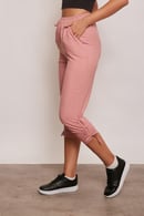 JUMENTİç Göstermez Viskon Poplin Beli Lastikli Cepli Paçası Büzgülü Rahat Pantolon -Soft Rose