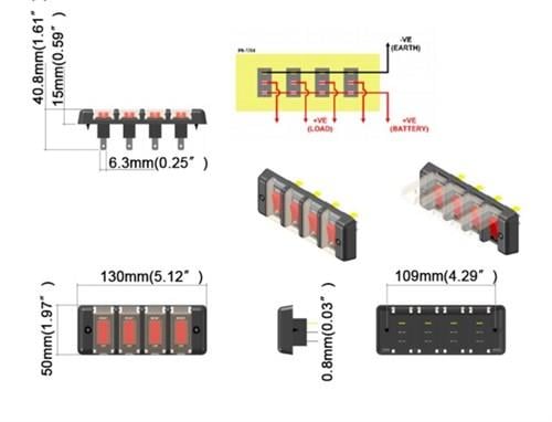 4'lü Switch Panel - Su Geçirmez Kapaklı