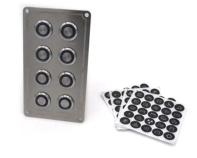 8'li Krom Switch Panel Sigortalı Mavi Korna Butonlu