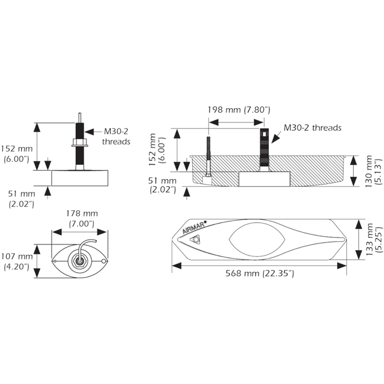 Airmar B285M Chirp Ayna 85-135Khz 1Kw