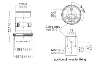Aqua Signal Tricolor/360 Beyaz Seyir Feneri 12/24V Beyaz Kasa