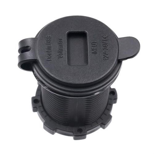 Bfy İkili USB Soketi + Voltmetre Yuvarlak