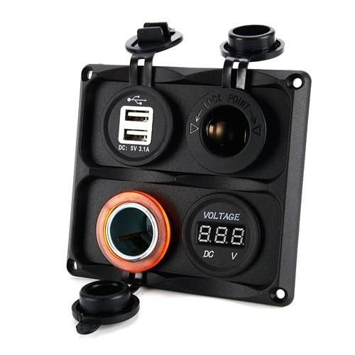 Bfy Switch Panel 4'lü Usb + Voltmetre + S.Çakmaklık + Çakmaklık