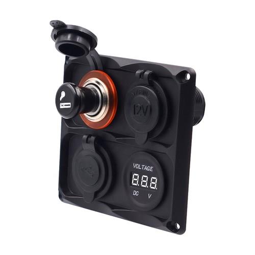 Bfy Switch Panel 4'lü Usb + Voltmetre + S.Çakmaklık + Çakmaklık