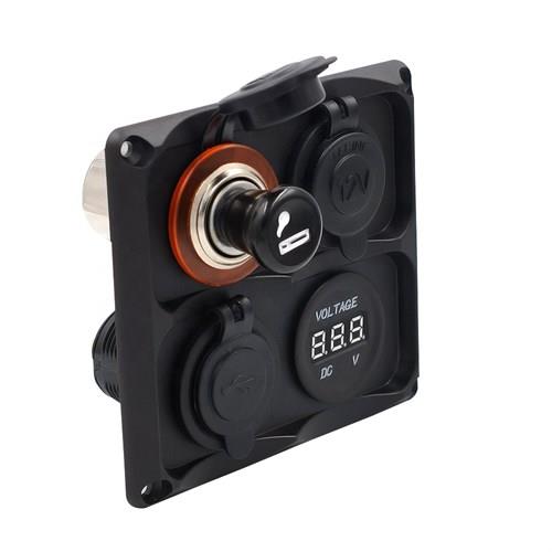 Bfy Switch Panel 4'lü Usb + Voltmetre + S.Çakmaklık + Çakmaklık