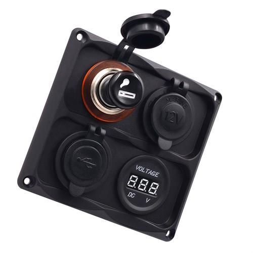 Bfy Switch Panel 4'lü Usb + Voltmetre + S.Çakmaklık + Çakmaklık