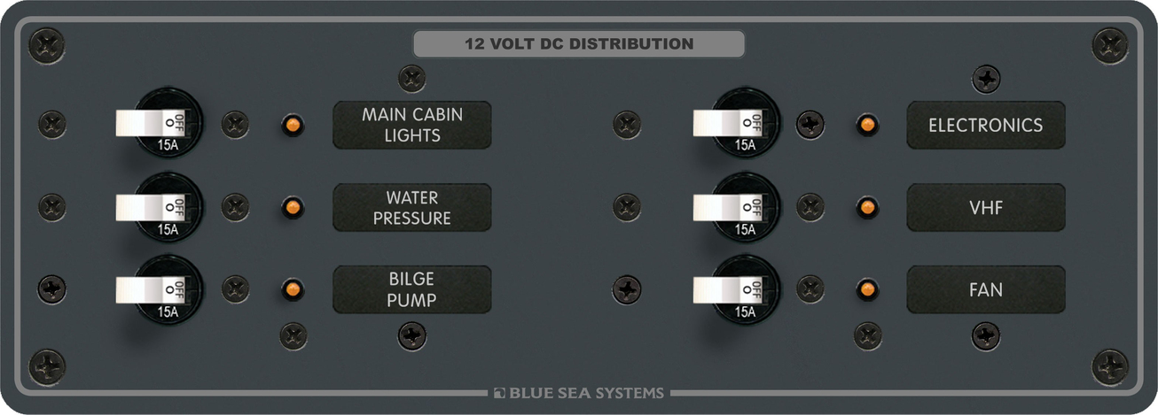 Blue Sea Systems 12/24V DC Sigorta Paneli 6 Pozisyonlu 8096