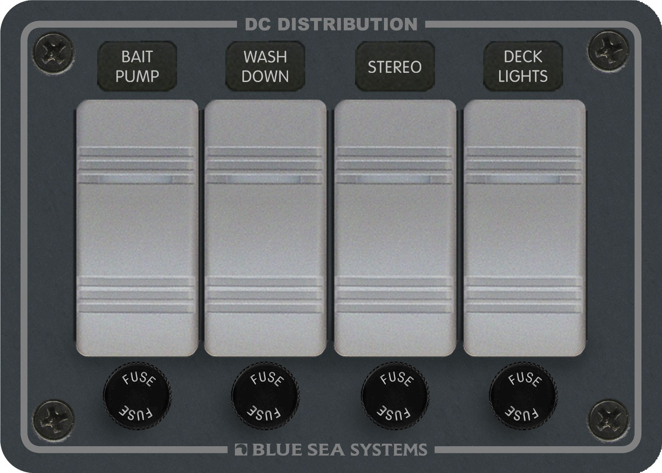 Blue Sea Systems 12/24V DC Su Geçirmez Sigorta Paneli 4'lü 8262