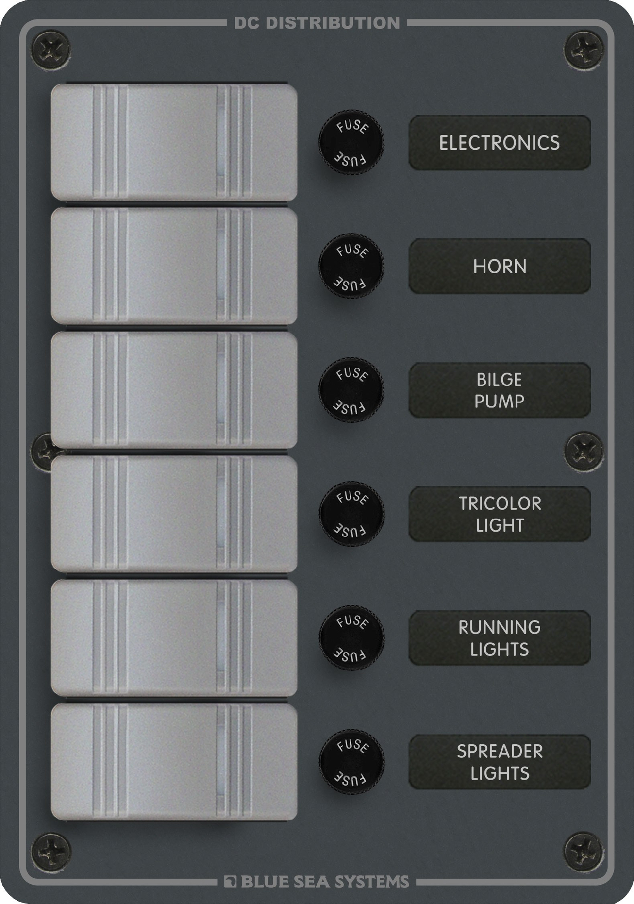 Blue Sea Systems 12/24V DC Su Geçirmez Sigorta Paneli 6'lı 8053