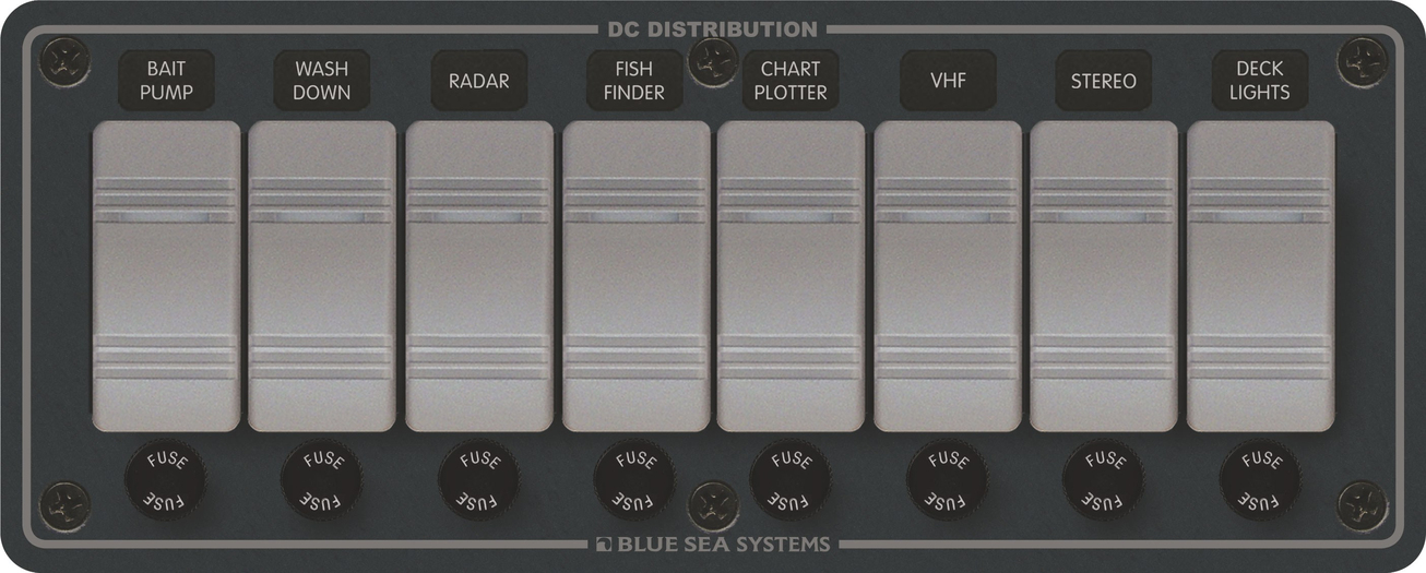 Blue Sea Systems 12/24V DC Su Geçirmez Sigorta Paneli 8'li 8261