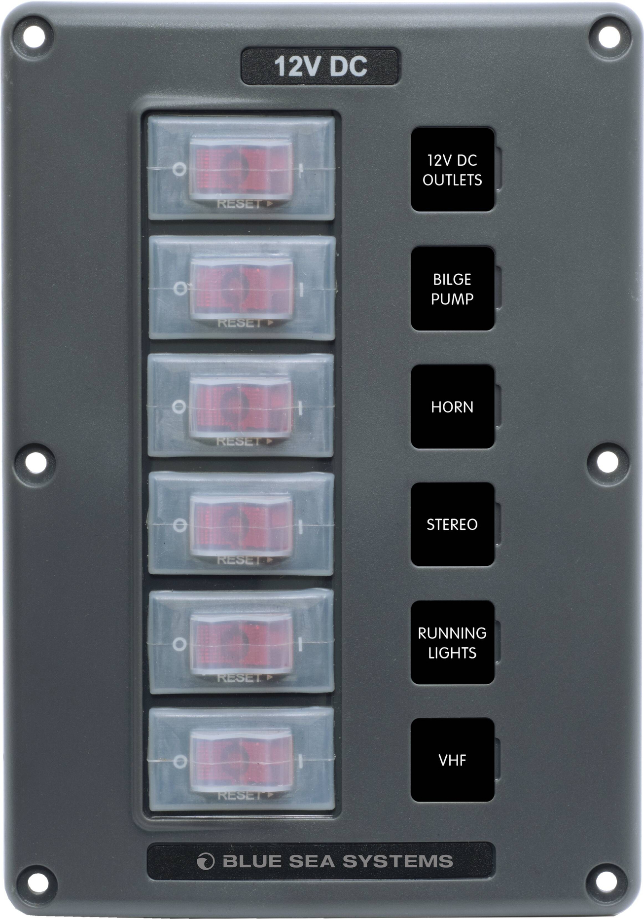 Blue Sea Systems 12V DC Su Geçirmez Sigorta Paneli 6'lı 4322