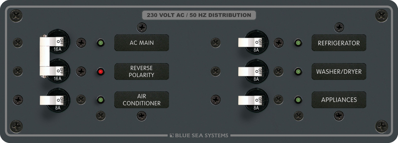 Blue Sea Systems 230V AC Sigorta Paneli 4 Pozisyonlu + AC Ana Devre 8199