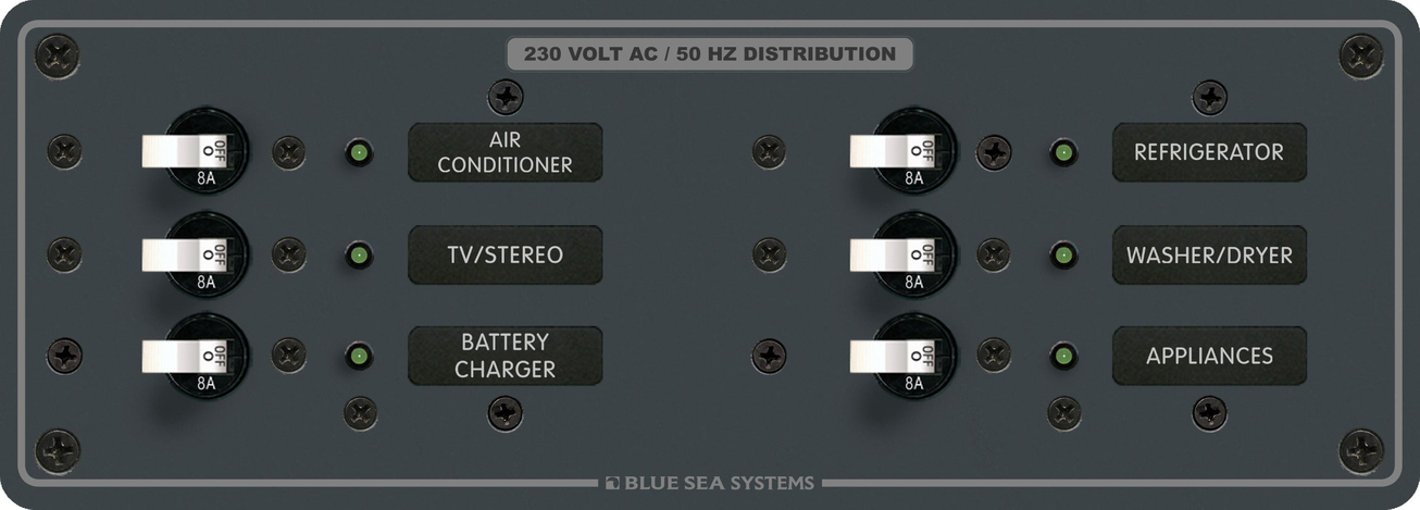 Blue Sea Systems 230V AC Sigorta Paneli 6 Pozisyonlu 8197