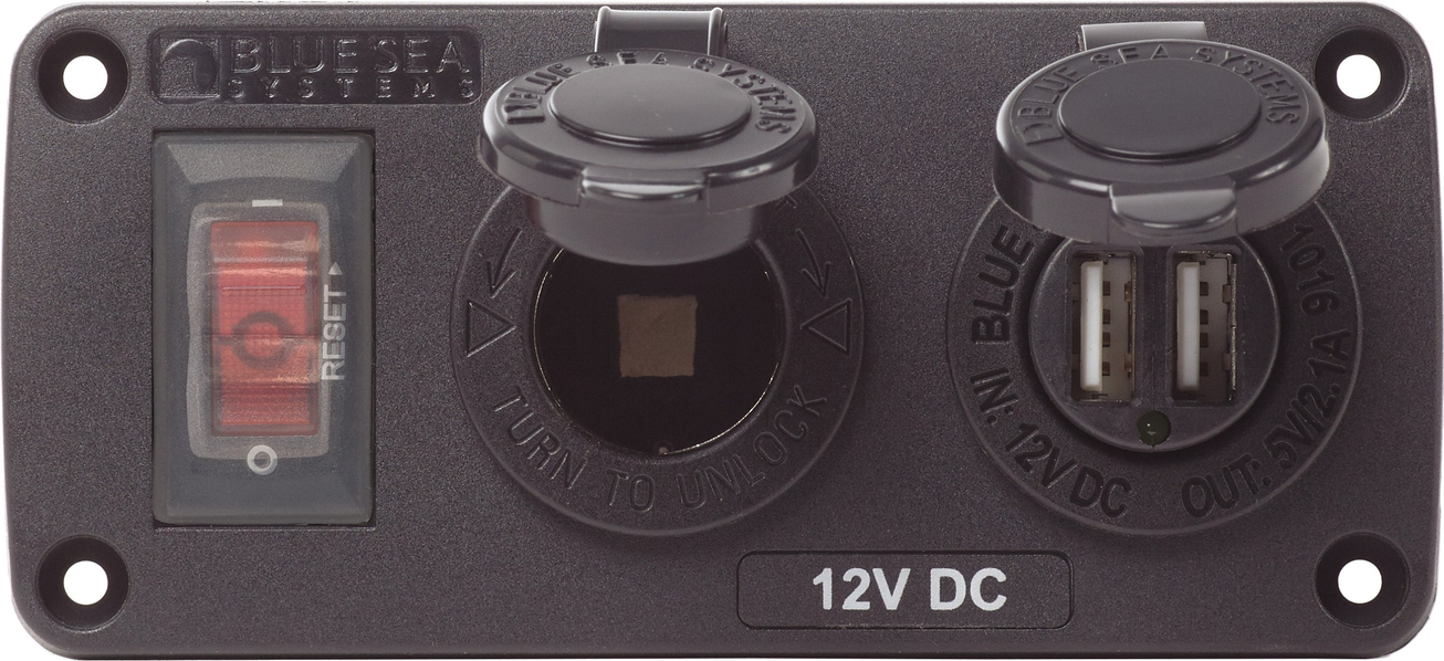 Blue Sea Systems 2'li Panel USB + Çakmaklık 4363