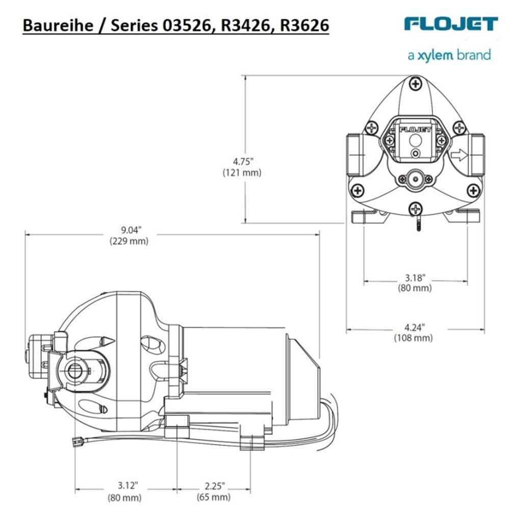 Flojet R3426 Triplex Serisi Hidrofor Pompası 11 L/dk 12V