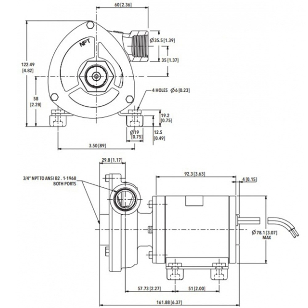 Jabsco Cyclone Santrifüj Pompası 24V - 110 L/dk - 8.7 PSI
