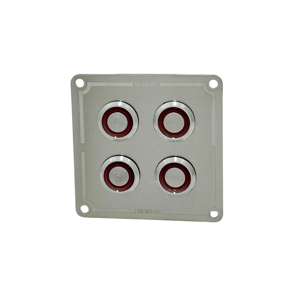 Krom 4'lü Switch Panel Sigortalı Kırmızı Işıklı