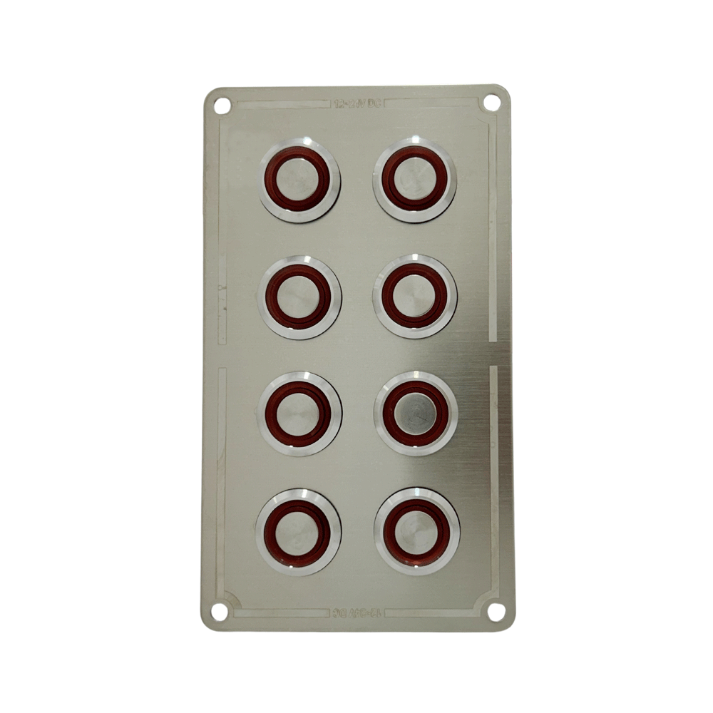 Krom 8'li Switch Panel Sigortalı Kırmızı Işıklı