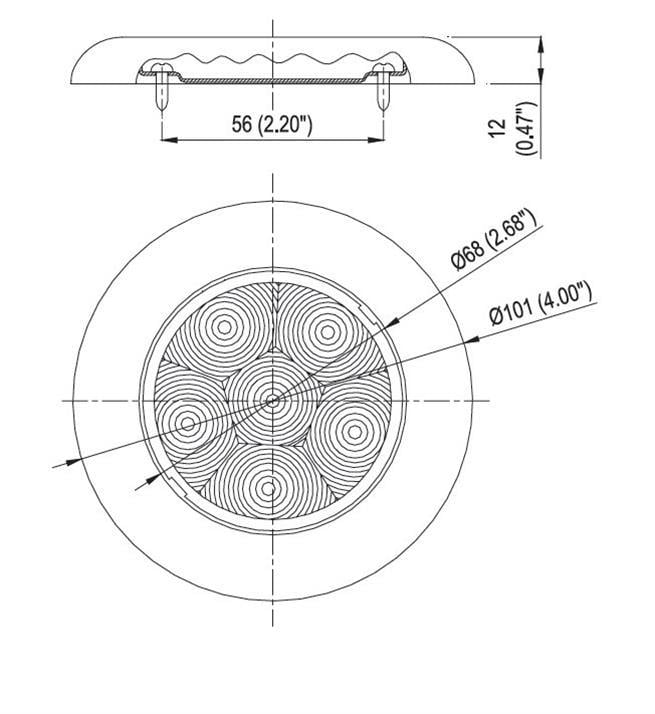 Krom Tavan Lambası 6 Ledli 12V Gün Işığı 10 cm