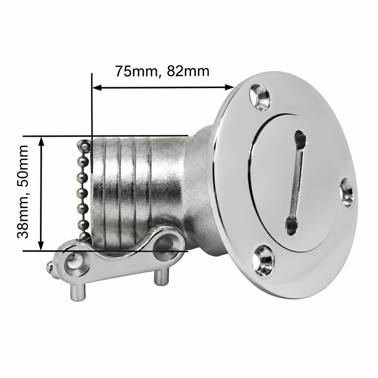 Krom Yakıt Dolum Ağzı 38 mm - Eğimli