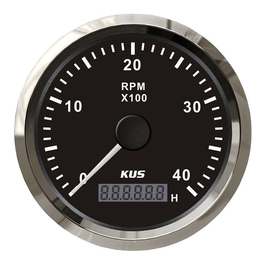 KUS Devir Göstergesi 4000 RPM Siyah 12/24V 85mm