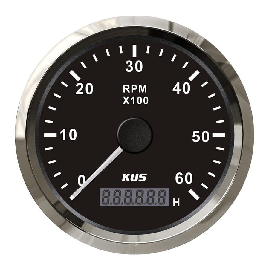 KUS Devir Göstergesi 6000 RPM Siyah 12/24V 85mm