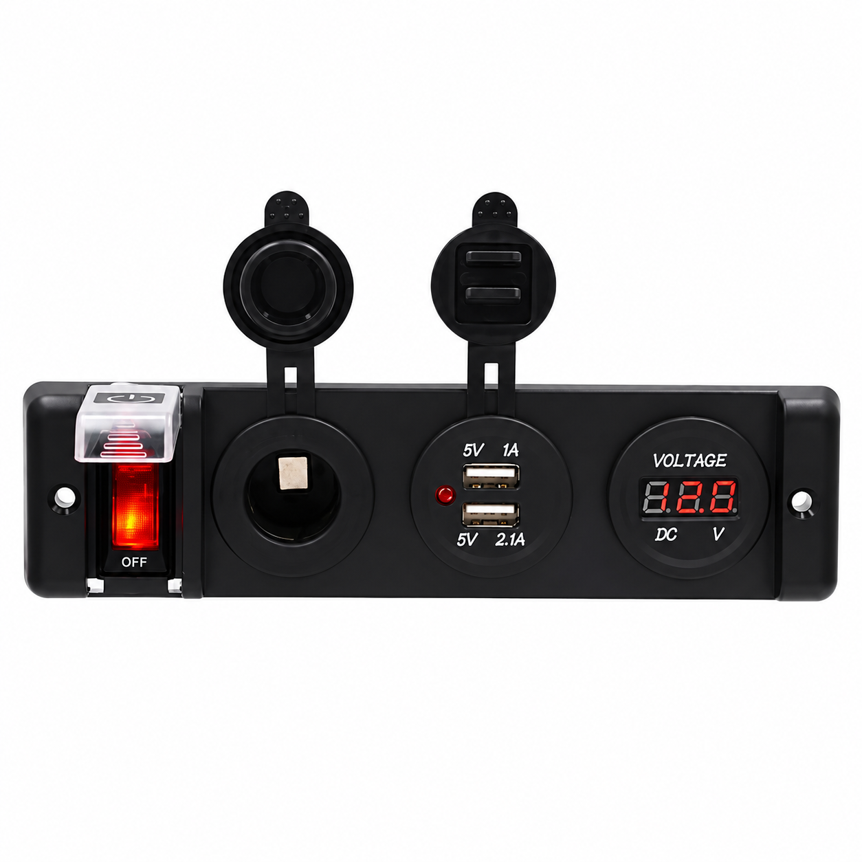 Labarka 3'lü Panel USB + Çakmaklık + Voltmetre