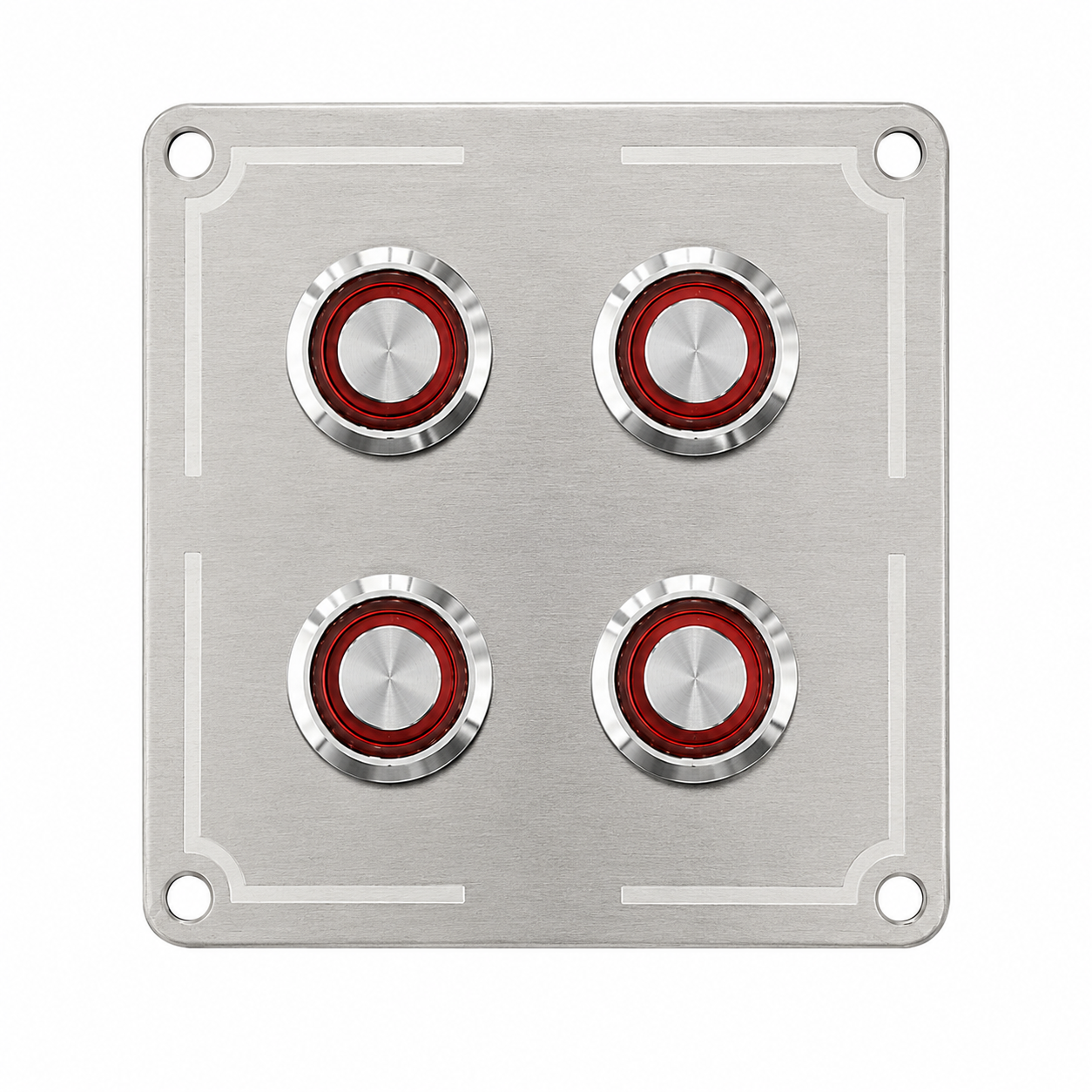 Labarka 4'lü Krom Switch Panel Sigortalı Kırmızı LED'li 12-24V