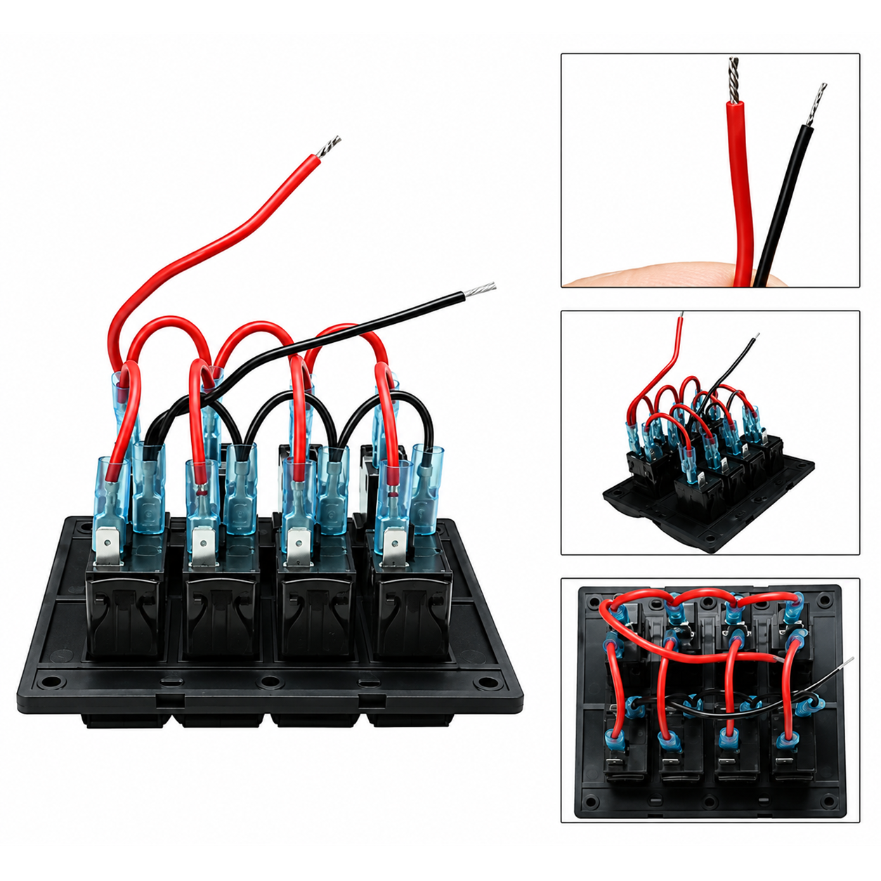 Labarka 4'lü Switch Panel Otomatik Sigortalı Mavi LED'li 12-24V