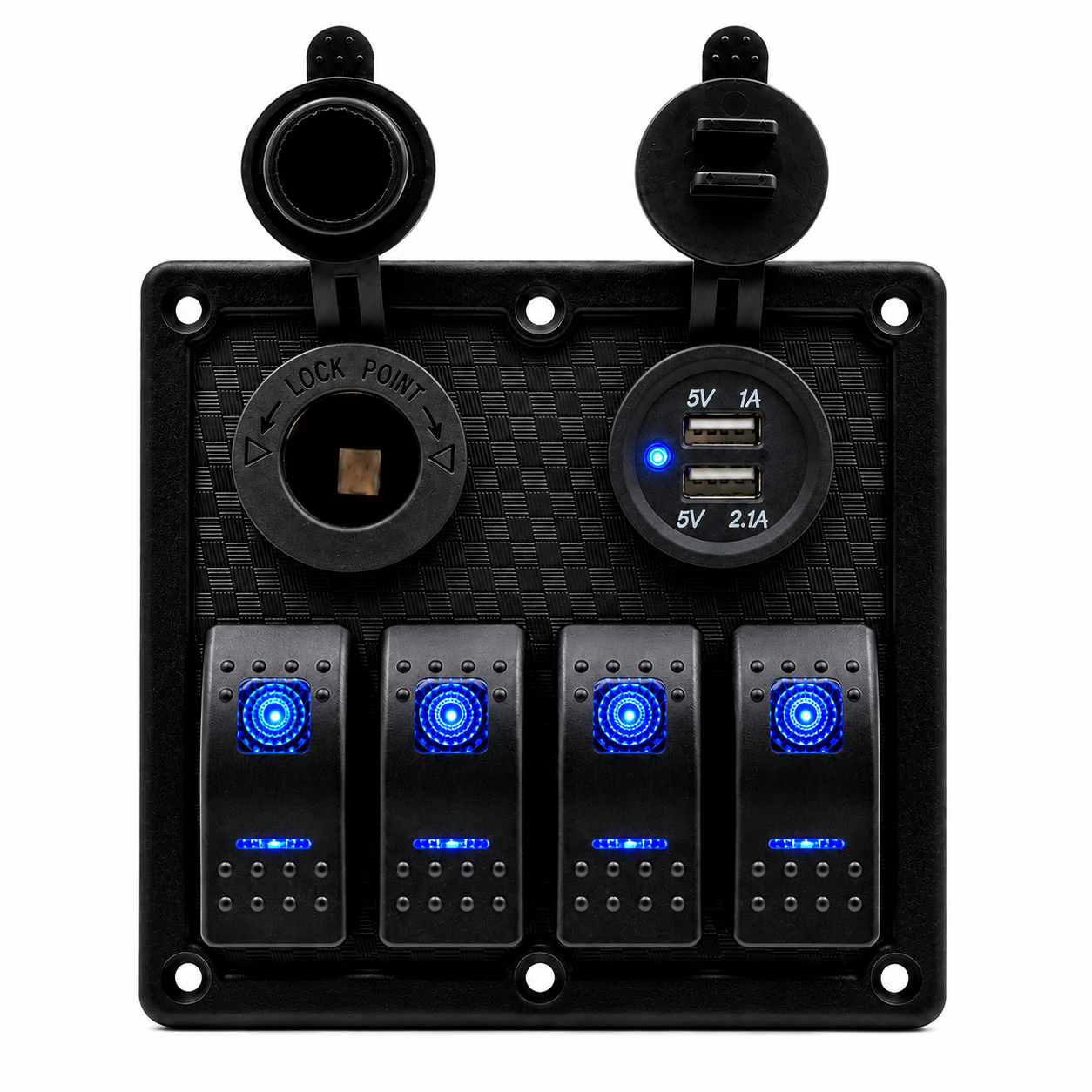 Labarka 4'lü Switch Panel USB + Çakmaklık Mavi LED'li