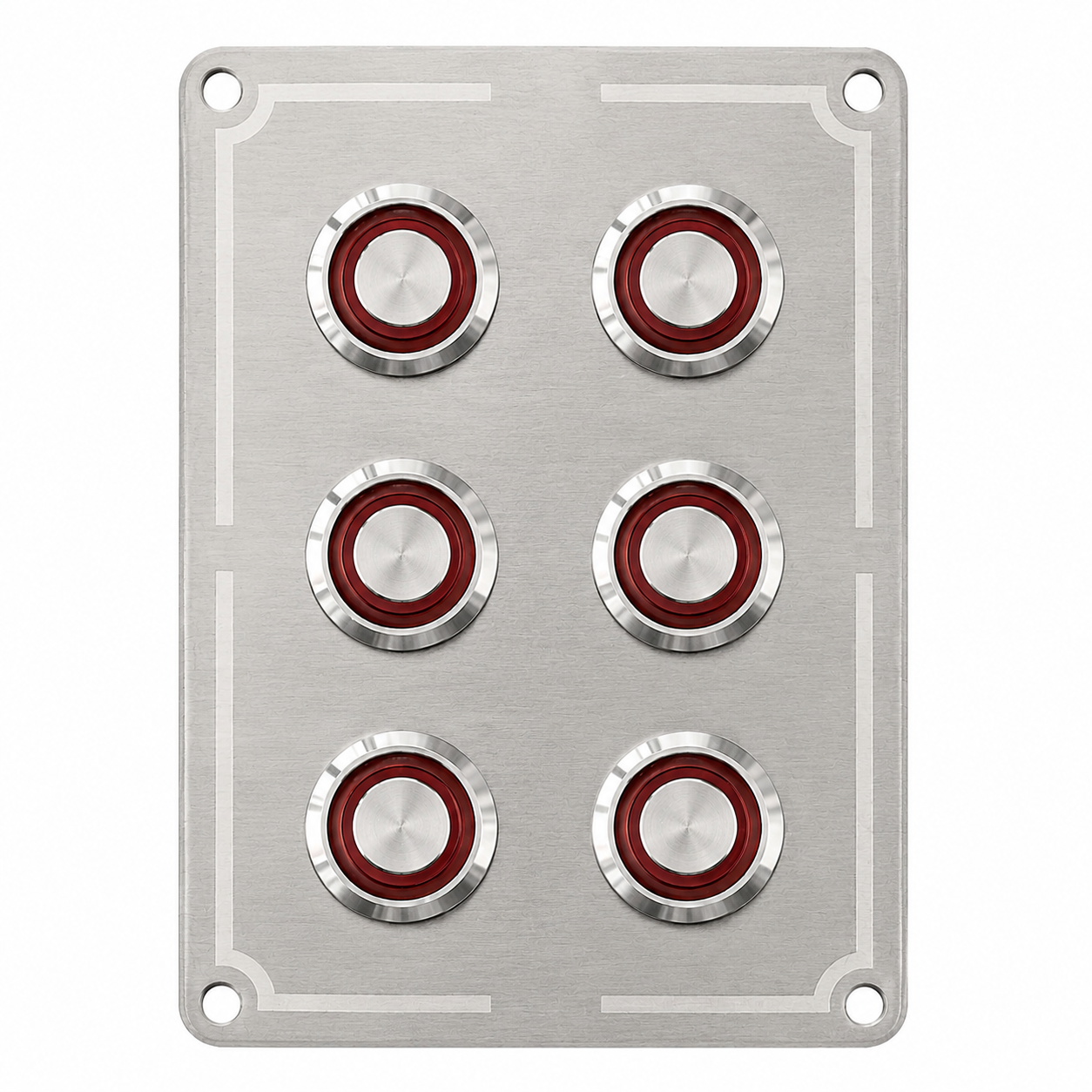 Labarka 6'lı Krom Switch Panel Sigortalı Kırmızı LED'li 12-24V