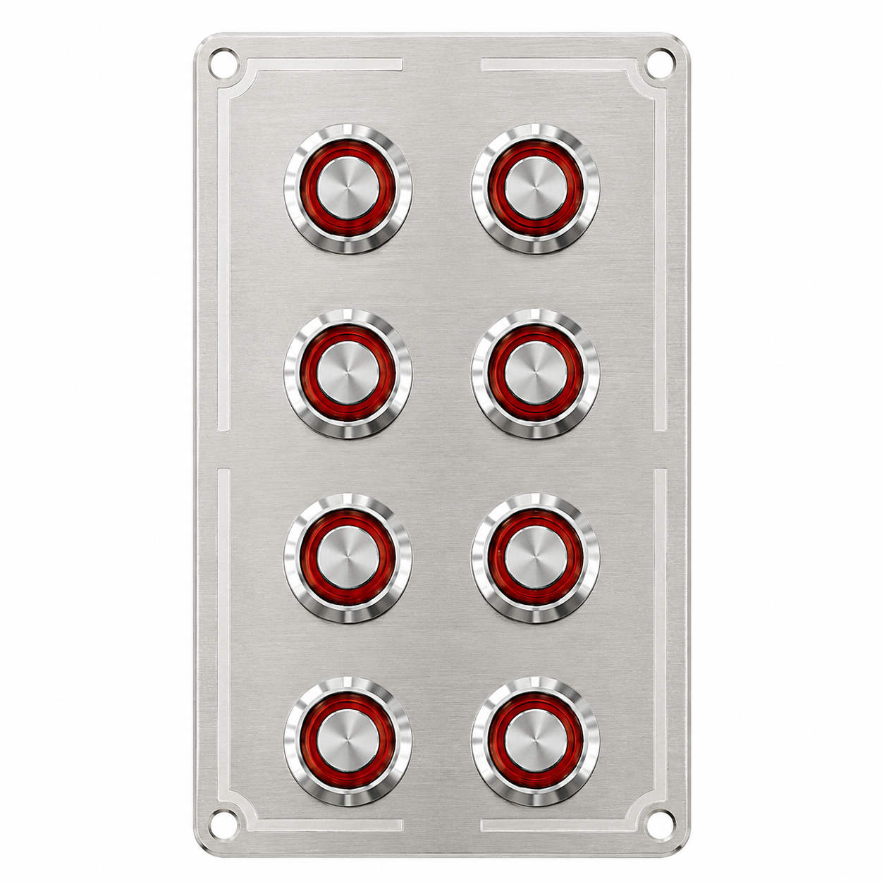 Labarka 8'li Krom Switch Panel Sigortalı Kırmızı LED'li 12-24V