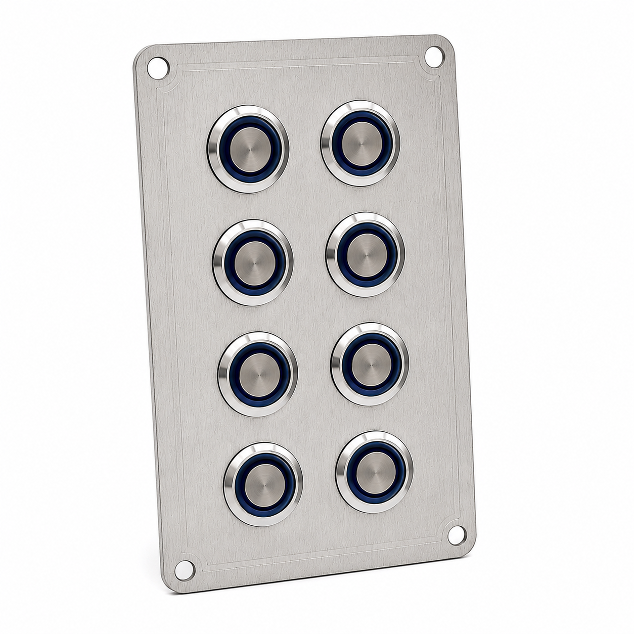 Labarka 8'li Krom Switch Panel Sigortalı Korna Butonlu Mavi LED'li 12-24V